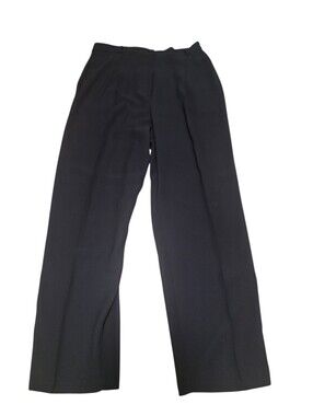 Ellen Figg Navy Blue Pleated High Waist Wide Leg Trousers Size 14 Made In USA